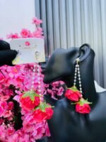 DROP PEARL ARTIFICIAL ROSE FLOWER FASHION EARRINGS (MA3336) - Image 6