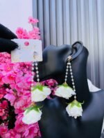 DROP PEARL ARTIFICIAL ROSE FLOWER FASHION EARRINGS (MA3336) - Image 4