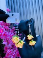 DROP PEARL ARTIFICIAL ROSE FLOWER FASHION EARRINGS (MA3336) - Image 3