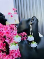 DROP PEARL ARTIFICIAL ROSE FLOWER FASHION EARRINGS (MA3336) - Image 2