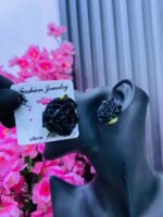 SATIN FLOWER EARRINGS (MA3467) - Image 3