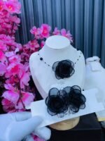 ORGANZA ROSE CHOCKER & EARRINGS COMBO(MA4646) - Image 4