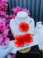 ORGANZA ROSE CHOCKER & EARRINGS COMBO(MA4646)