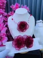 ORGANZA ROSE CHOCKER & EARRINGS COMBO(MA4646) - Image 9