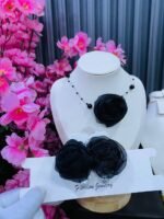 ORGANZA ROSE CHOCKER & EARRINGS COMBO(MA4645)