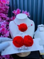 ORGANZA ROSE CHOCKER & EARRINGS COMBO(MA4645) - Image 2