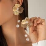 METALIC PETALS FASHION EARRINGS (MA427)