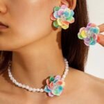 PEARL/ACRYLIC ROSE 🌹  CHOCKER SET(MA4886)