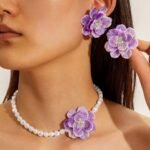 PEARL/ACRYLIC ROSE 🌹  CHOCKER SET(MA4886) - Image 2