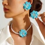 PEARL/ACRYLIC ROSE 🌹  CHOCKER SET(MA4886) - Image 4