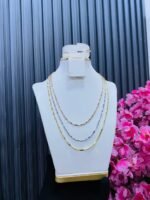 NON TARNISH 3 TONE LAYERED   NECKLACE (MA4893)