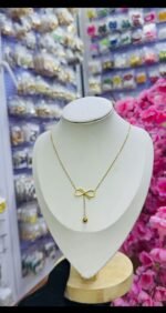 NON TARNISH INFINITY BOW TIE DANGLING NECKLACE (MA5291)