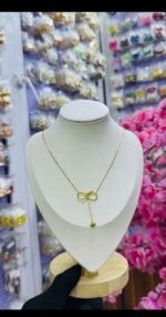 NON TARNISH INFINITY BOW TIE DANGLING NECKLACE (MA5291) - Image 3
