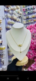 NON TARNISH INFINITY BOW TIE DANGLING NECKLACE (MA5292)
