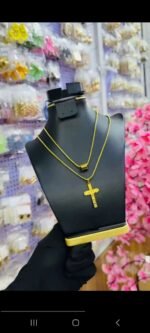 NON TARNISH LAYERED MEN CROSS NECKLACE (MA5342) - Image 2