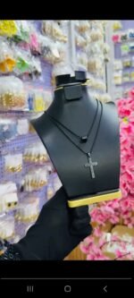 NON TARNISH LAYERED MEN CROSS NECKLACE (MA5342) - Image 3