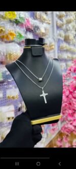 NON TARNISH LAYERED MEN CROSS NECKLACE (MA5344) - Image 3