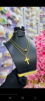 NON TARNISH LAYERED MEN CROSS NECKLACE (MA5345) - Image 3