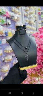 NON TARNISH LAYERED MEN CROSS NECKLACE (MA5345)