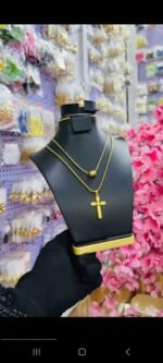 NON TARNISH LAYERED MEN CROSS NECKLACE (MA5346) - Image 3