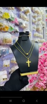 NON TARNISH LAYERED MEN CROSS NECKLACE (MA5347) - Image 3