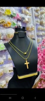 NON TARNISH LAYERED MEN CROSS NECKLACE (MA5350) - Image 3