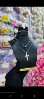 NON TARNISH LAYERED MEN CROSS NECKLACE (MA5350)