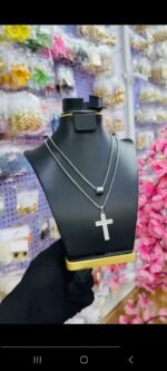 NON TARNISH LAYERED MEN CROSS NECKLACE (MA5349) - Image 2