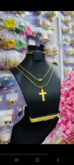 NON TARNISH LAYERED MEN CROSS NECKLACE (MA5349) - Image 3