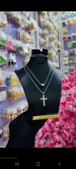 NON TARNISH LAYERED MEN CROSS NECKLACE (MA5351) - Image 3