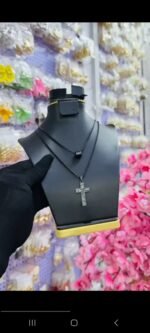 NON TARNISH LAYERED MEN CROSS NECKLACE (MA5352)